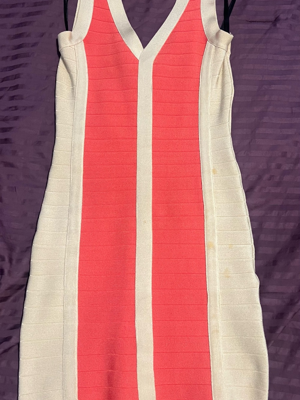 Sleeveless Coral and Cream Colorblock Bodycon Dress